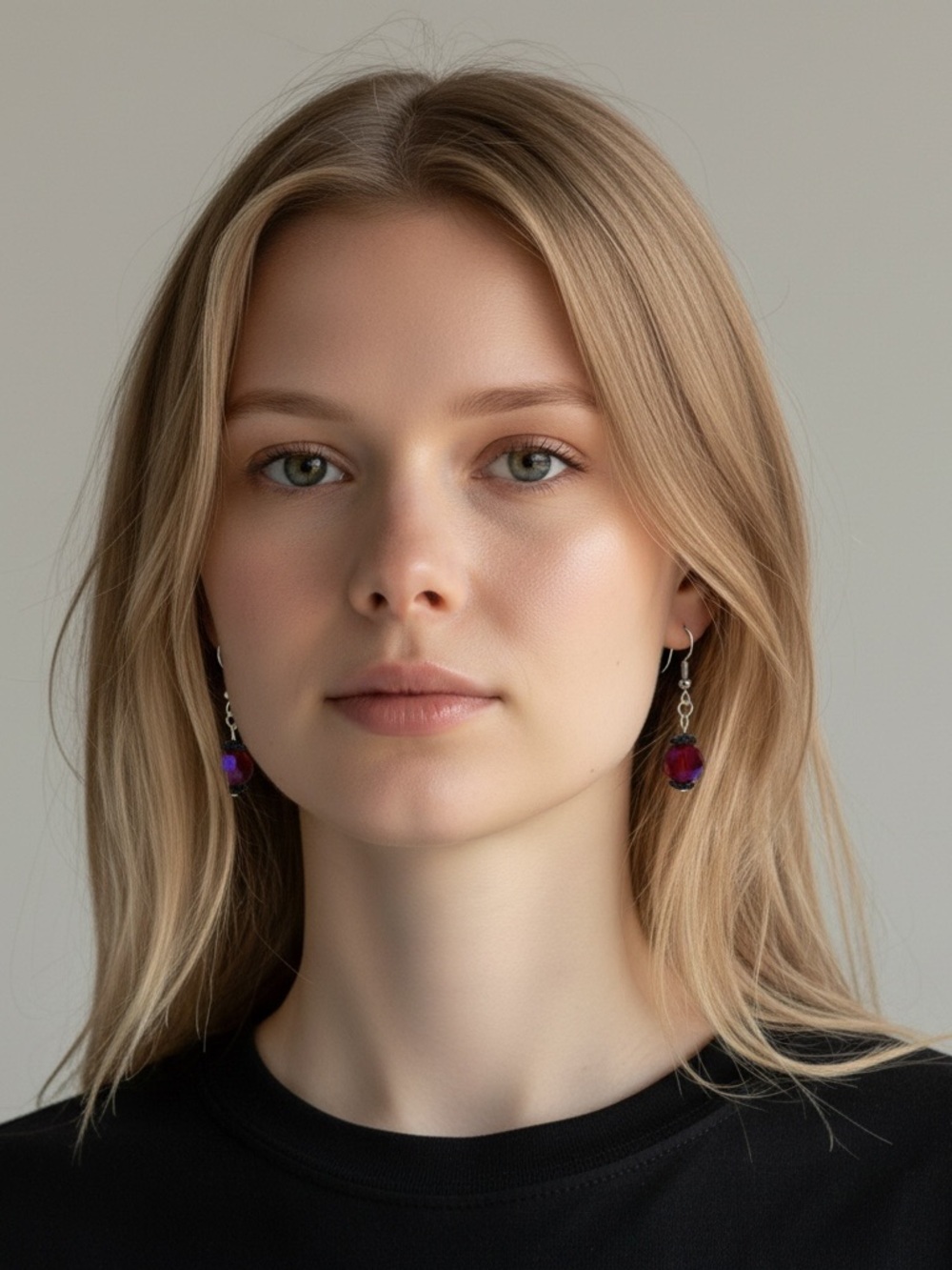 Iridescent Red-Purple Faceted Drop Earrings - Women Jewelry